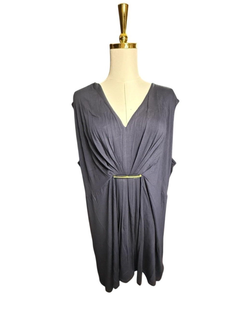 Michael Kors Navy Dark Blue Gray V-Neck Twist-Front Mini Dress Size 2X